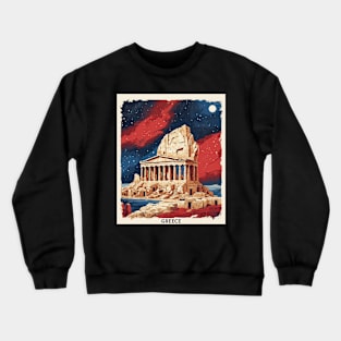 Athens Greece Starry Night Tourism Vintage Travel Poster Crewneck Sweatshirt